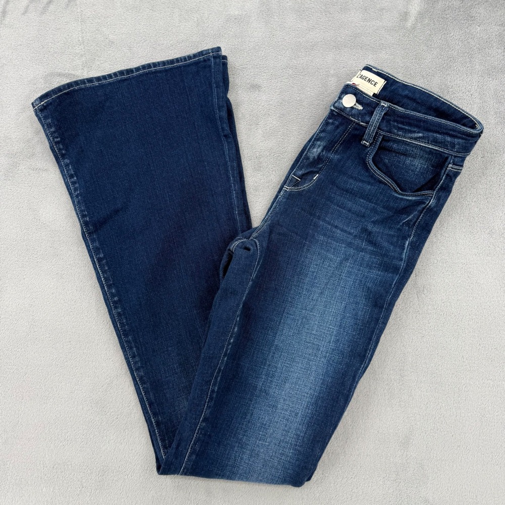 L'AGENCE High Rise Flare Denim Jeans Dark Wash‎ Strech Women's Size 24